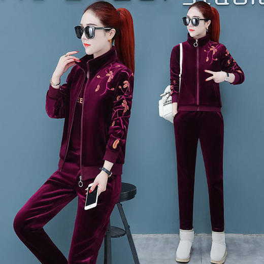 SP-GB247666秋冬新款休闲时尚显瘦三件套运动套装 商品图1