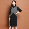 上海旗袍厂PY-60227   秋冬新款大码时尚宽松长袖条纹针织连衣裙中长款过膝打底裙 商品缩略图3