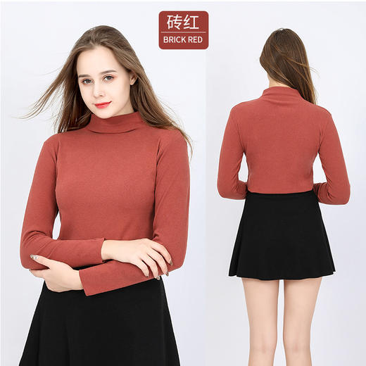 秋冬打底衫半高领双面绒长袖女 保暖上衣内衣 商品图5