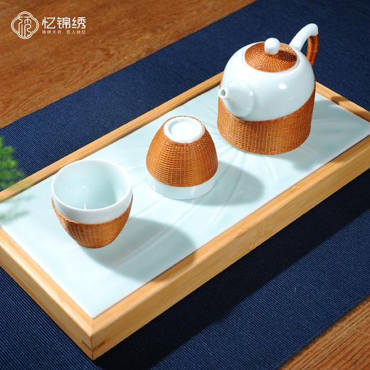 竹丝扣瓷-烤茶粉青五头茶具（精编） 商品图1