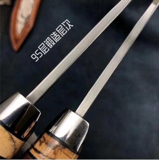 勇者博弈刀大马士革户外战术直刀美国沙漠铁木手柄 商品图1