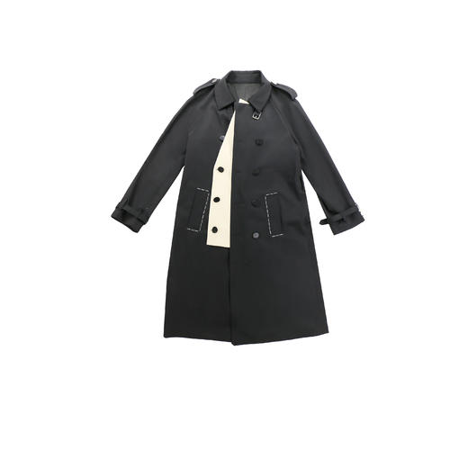 不对称拼接风衣 商品图0