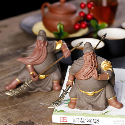 关羽关公紫砂茶宠小摆件精品茶艺茶具配件茶台装饰品创意茶玩禅意 商品图0