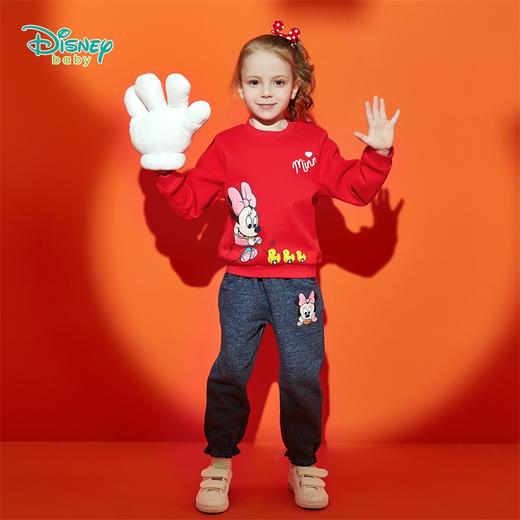 迪士尼(Disney)童装女童米妮印花抓绒卫衣套装 商品图2