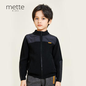 METTE童装100%羊毛外套2020秋冬新品男宝半高领加厚保暖针织开衫