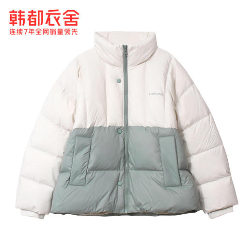 韩都衣舍2020冬季新款宽松显瘦撞色拼接立领长袖羽绒服IG9253僥 商品图3
