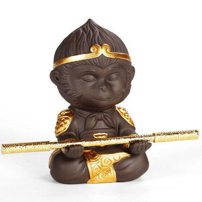 紫砂孙悟空茶宠精品可养齐天大圣汽车摆件车载车内猴子茶具装饰品 商品图4