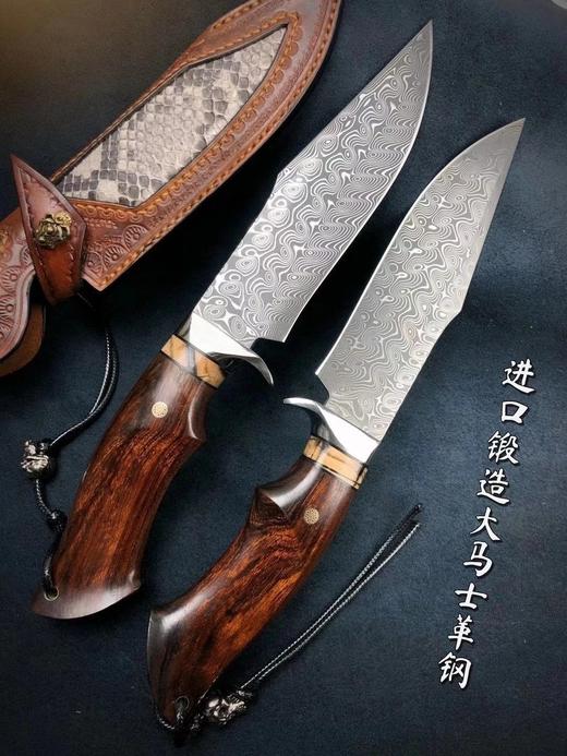 勇者博弈刀大马士革户外战术直刀美国沙漠铁木手柄 商品图0