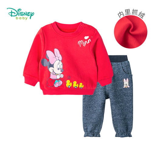 迪士尼(Disney)童装女童米妮印花抓绒卫衣套装 商品图8
