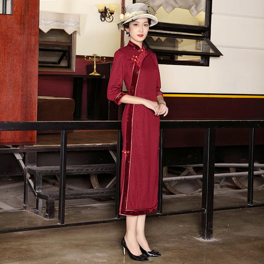 DLQ-A2694复古中国风优雅气质改良旗袍式连衣裙 商品图1