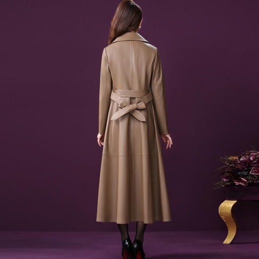 WXY-W-CT-2092-2轻奢海宁绵羊皮中长款真皮皮衣外套 商品图3