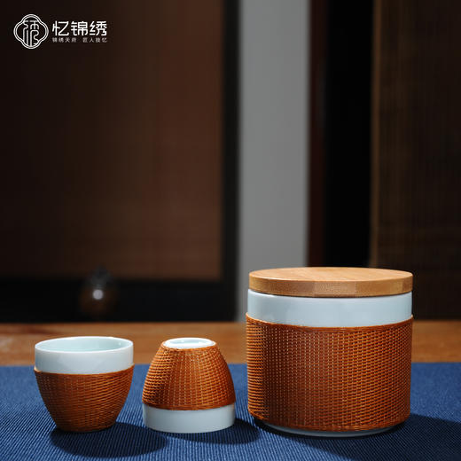 竹丝扣瓷-烤茶粉青五头茶具（精编） 商品图3