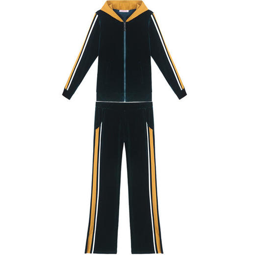 SP-SJG-96888-JZ新款时尚气质休闲金丝绒连帽上衣阔腿裤两件套 商品图3