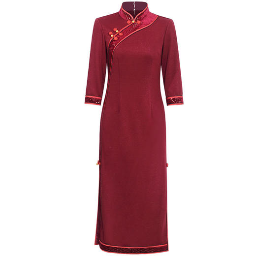 DLQ-A2694复古中国风优雅气质改良旗袍式连衣裙 商品图4