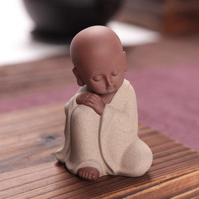 茶宠精品摆件禅意小和尚个性创意可爱茶道茶台装饰自在人物小沙弥 商品图2