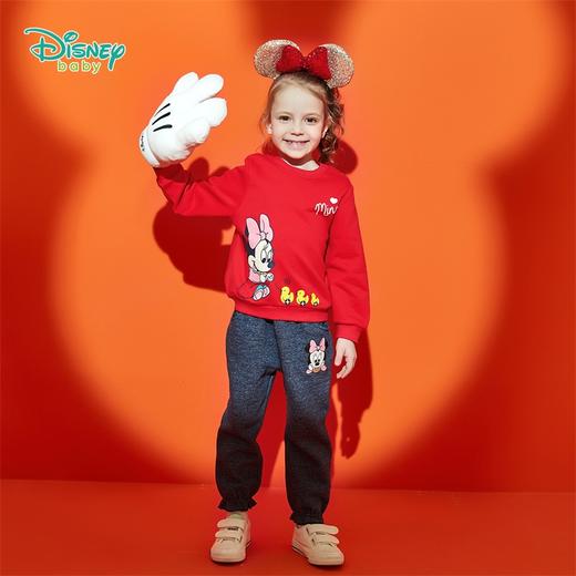 迪士尼(Disney)童装女童米妮印花抓绒卫衣套装 商品图0