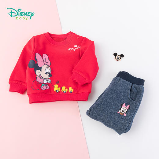 迪士尼(Disney)童装女童米妮印花抓绒卫衣套装 商品图4