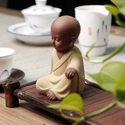 茶宠精品摆件禅意小和尚个性创意可爱茶道茶台装饰自在人物小沙弥 商品图1