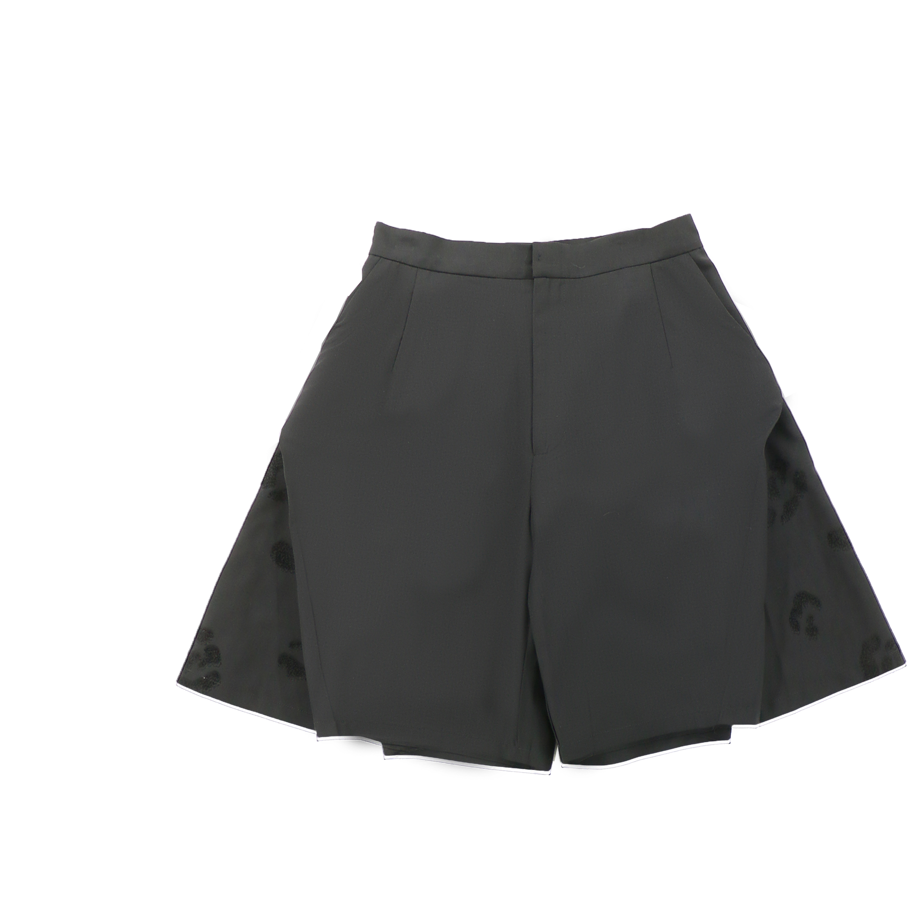 不对称提花西裤-黑色提花