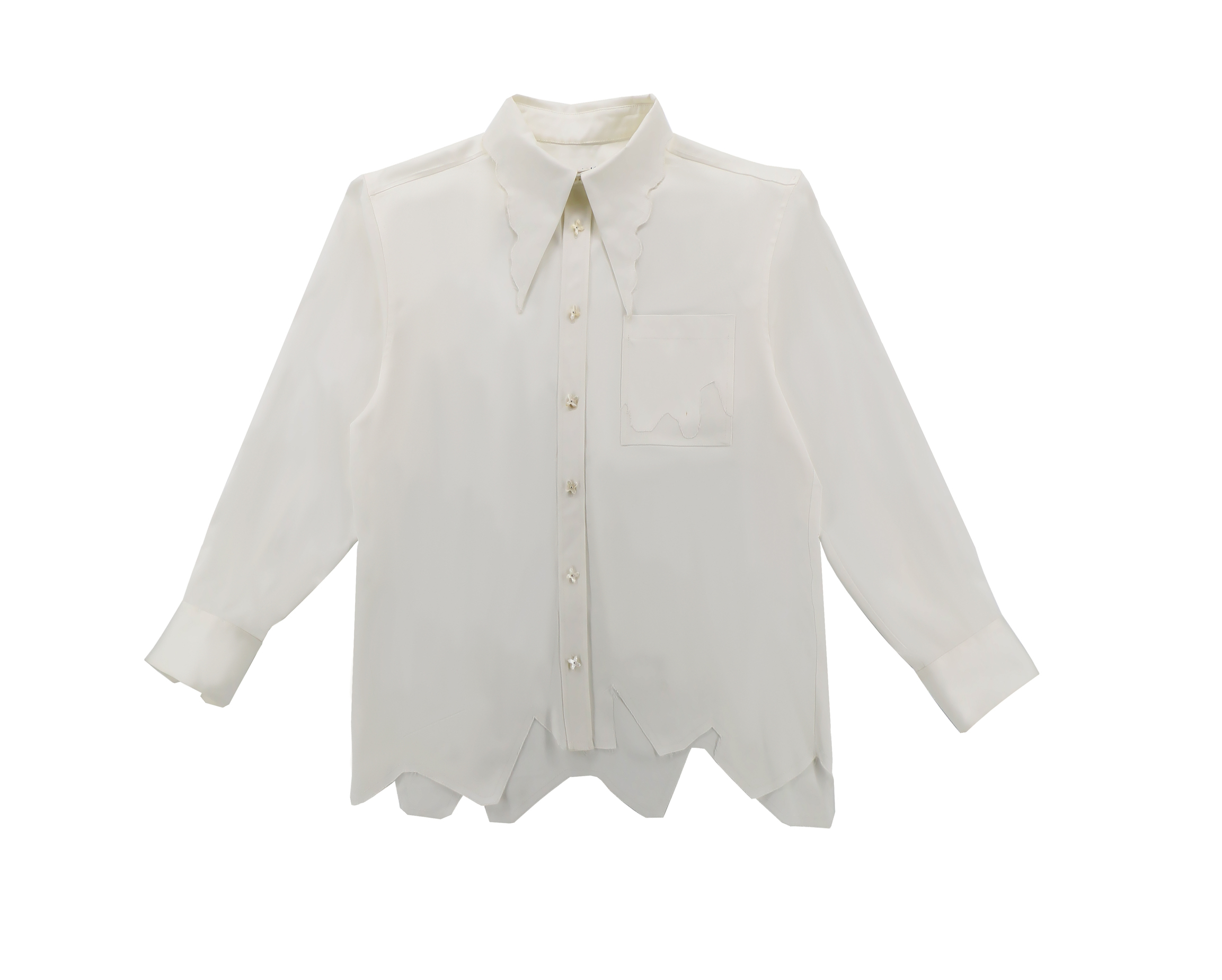 不规则尖领三醋酸衬衣