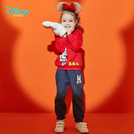 迪士尼(Disney)童装女童米妮印花抓绒卫衣套装 商品图1
