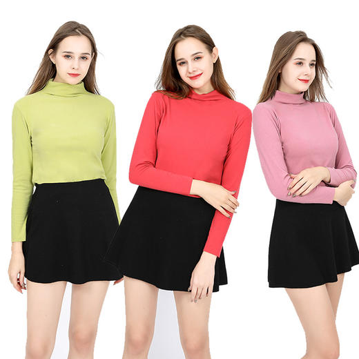 秋冬打底衫半高领双面绒长袖女 保暖上衣内衣 商品图2