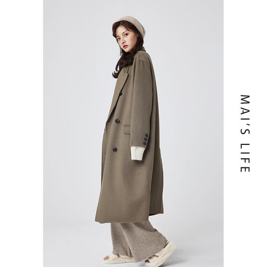 麻衣森活||法式慵懒风，双排扣中长款双面尼羊毛大衣 商品图7