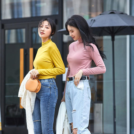 两件装！【百搭利器 不买后悔】玻尿酸养肤衣 亲肤柔软 嫩肤保湿 半高领打底衫长袖T秋冬女 商品图5