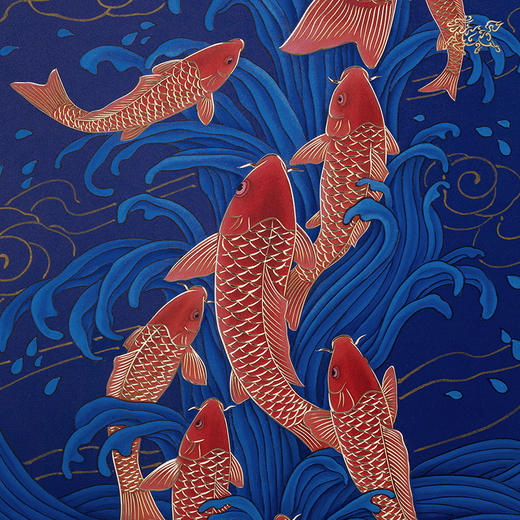 铜师傅 手工錾刻 铜雕画《九鱼聚财》