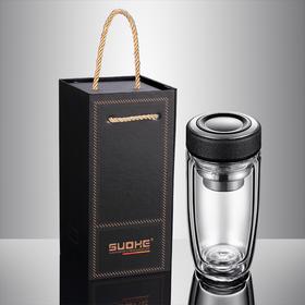 【双层加厚隔热透明泡茶杯、2件】居家日用商务玻璃杯男士水杯