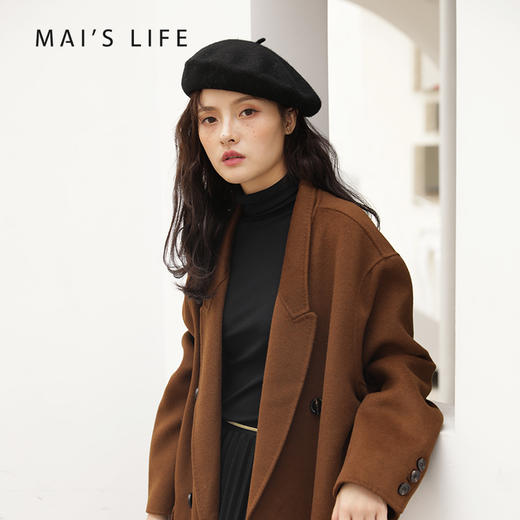 麻衣森活||法式慵懒风，双排扣中长款双面尼羊毛大衣 商品图0