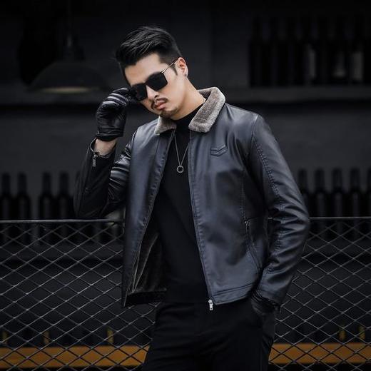 MY-NS531117秋季新款翻领男装皮衣休闲外套 商品图1