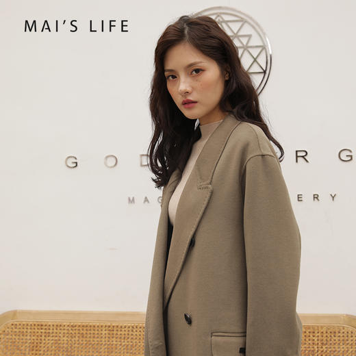 麻衣森活||法式慵懒风，双排扣中长款双面尼羊毛大衣 商品图2