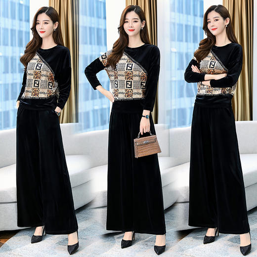 WZNH-HRYZ7148秋季新款千鸟格百搭阔腿套装 商品图2