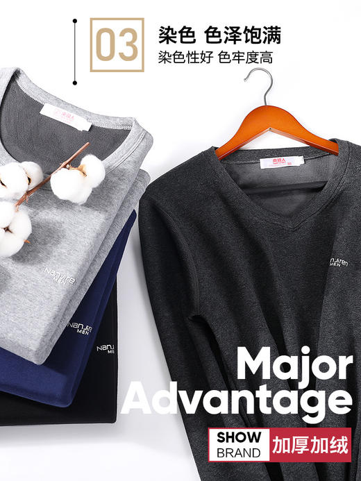 【南极人加绒加厚打底套装】男士保暖内衣秋衣秋裤棉毛衫 商品图2