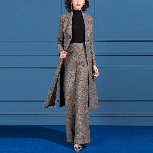 SSGS-J596时尚毛呢阔腿裤套装 商品图1