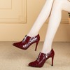 XY-欧美细跟高跟单鞋女2020秋季新款深口鞋侧拉链短帮真皮女鞋 商品缩略图2