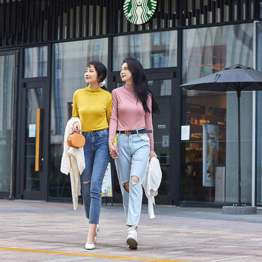 两件装！【百搭利器 不买后悔】玻尿酸养肤衣 亲肤柔软 嫩肤保湿 半高领打底衫长袖T秋冬女 商品图2