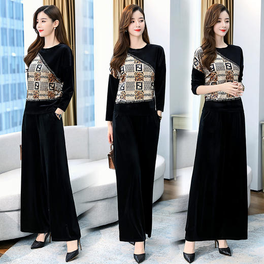 WZNH-HRYZ7148秋季新款千鸟格百搭阔腿套装 商品图1