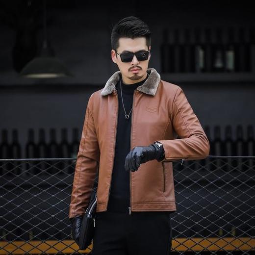 MY-NS531117秋季新款翻领男装皮衣休闲外套 商品图3