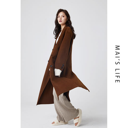 麻衣森活||法式慵懒风，双排扣中长款双面尼羊毛大衣 商品图5