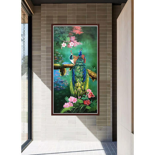 林峰极《孔雀》80*160cm 油画横幅作品 卧室/玄关挂画 商品图3
