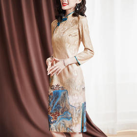 SM-203063洋气改良旗袍印花裙