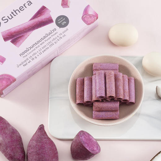 泰国Suthera椰泰美儿童椰子卷饼干卷状宝宝零食饼干盒装 6口味 商品图4