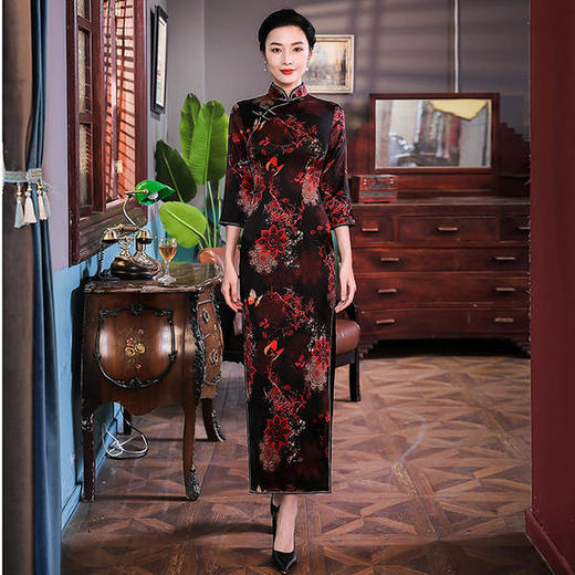 WXG-新款复古高档气质修身真丝旗袍 商品图1