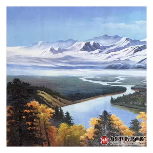 林峰极《天池》70*180cm 油画横幅作品 办公室/客厅挂画 商品图4