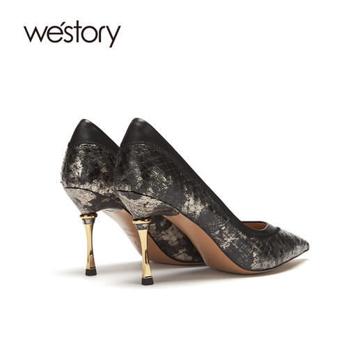 westory2020早秋新品蛇纹尖头性感高跟宴会单鞋女W20CE70081 商品图2