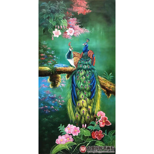 林峰极《孔雀》80*160cm 油画横幅作品 卧室/玄关挂画 商品图1