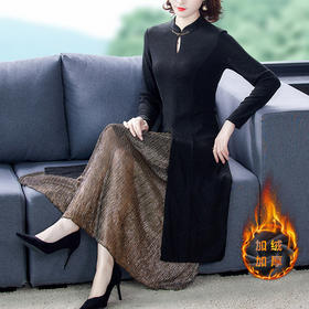 SYF-9986旗袍改良版针织长袖连衣裙