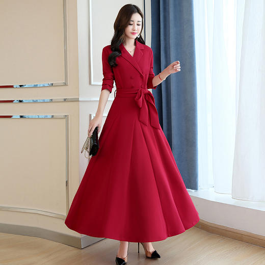 WZNH-OKYZ88691-1舒适时尚长款纯色中长款连衣裙 商品图1